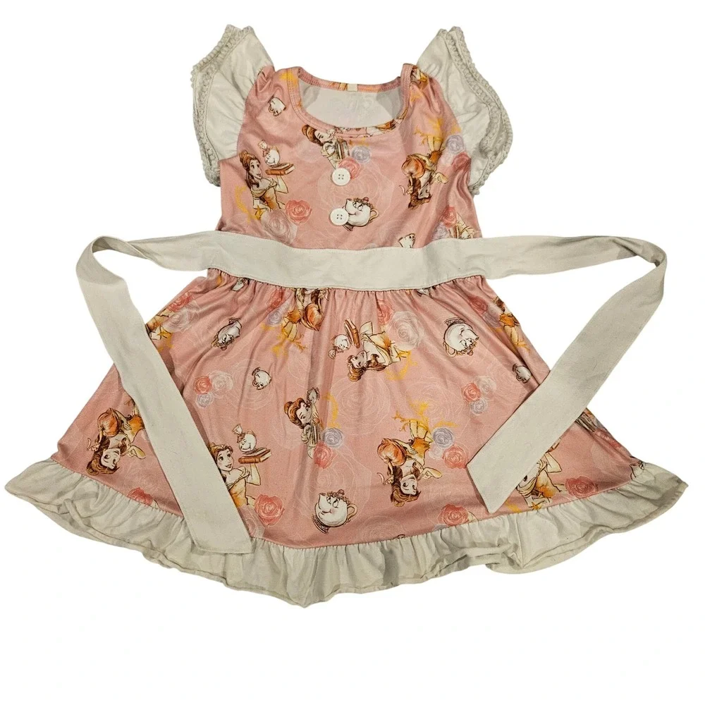 Belle Beauty‎ and the Beast Character Dress Puffy Sleeves Ruffle Hem sZ 5/6 READ